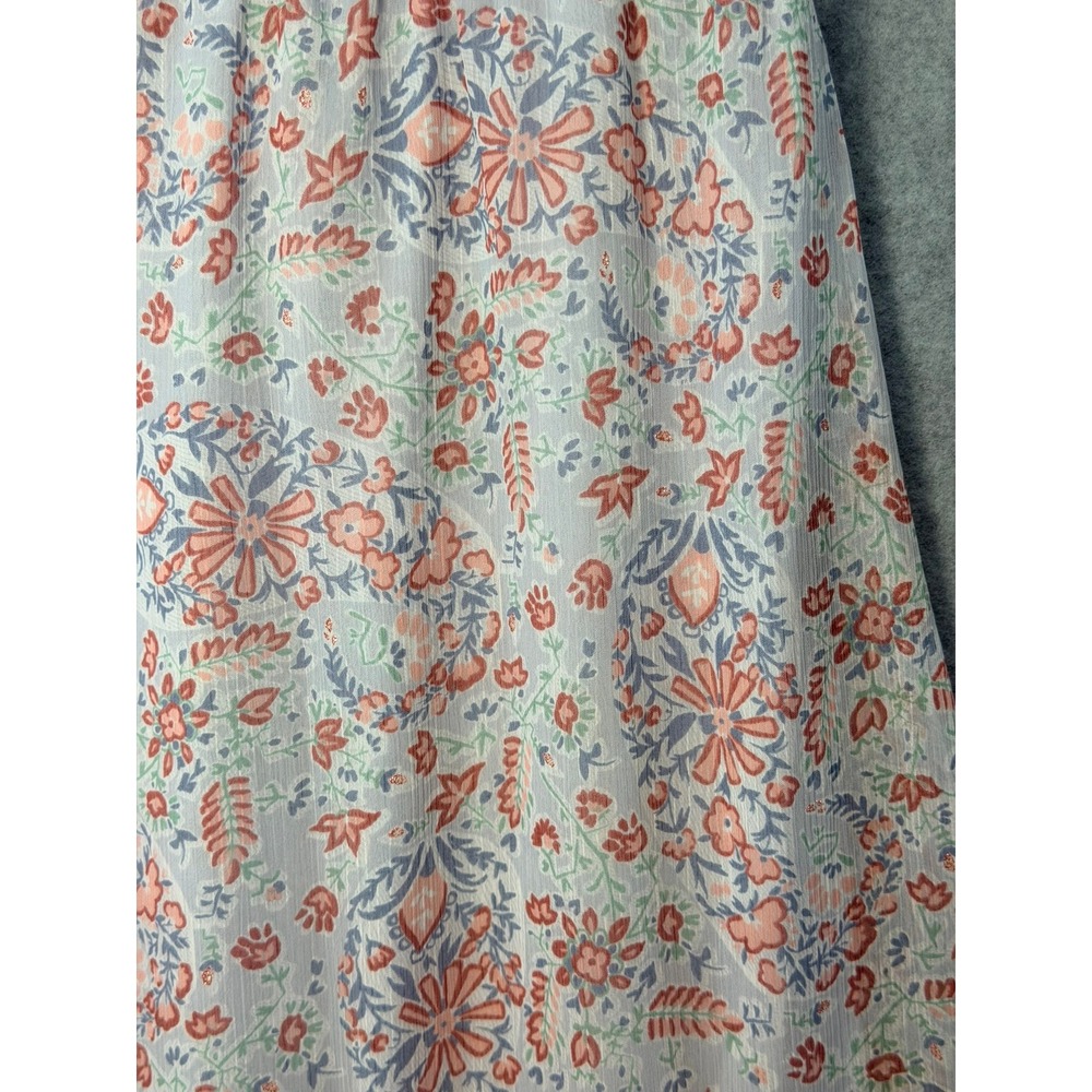 LC Lauren Conrad Playful Paisley Midi Dress Blue Pink Floral Cottagecore Medium - Picture 15 of 16